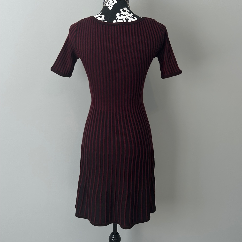 Marc New York Burgundy and Black Striped Midi Dress - Picture 4 of 6